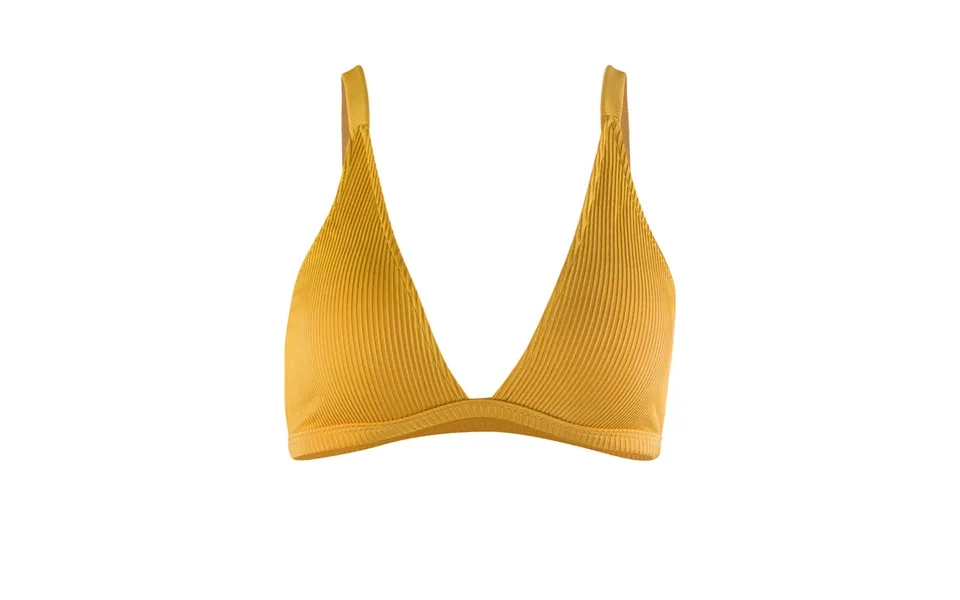 Rosie Halter Bikini Top Ribbed Gold Size Small