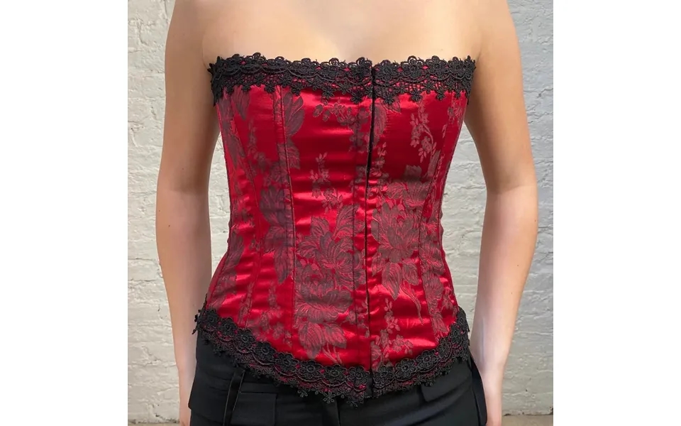 Shirley Of Hollywood Lace Corset - Small Red Cotton Blend