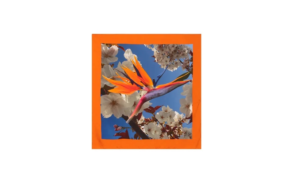 Silk Scarf Unisex Bird Of Paradise Floral Print - Gift Box Included Color Cherry Blossom Material Silk