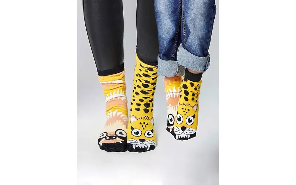 Sloth & Cheetah Matchy Mismatchy Socks Set 2nd Pair Adult Large 1st Pair Kids Small