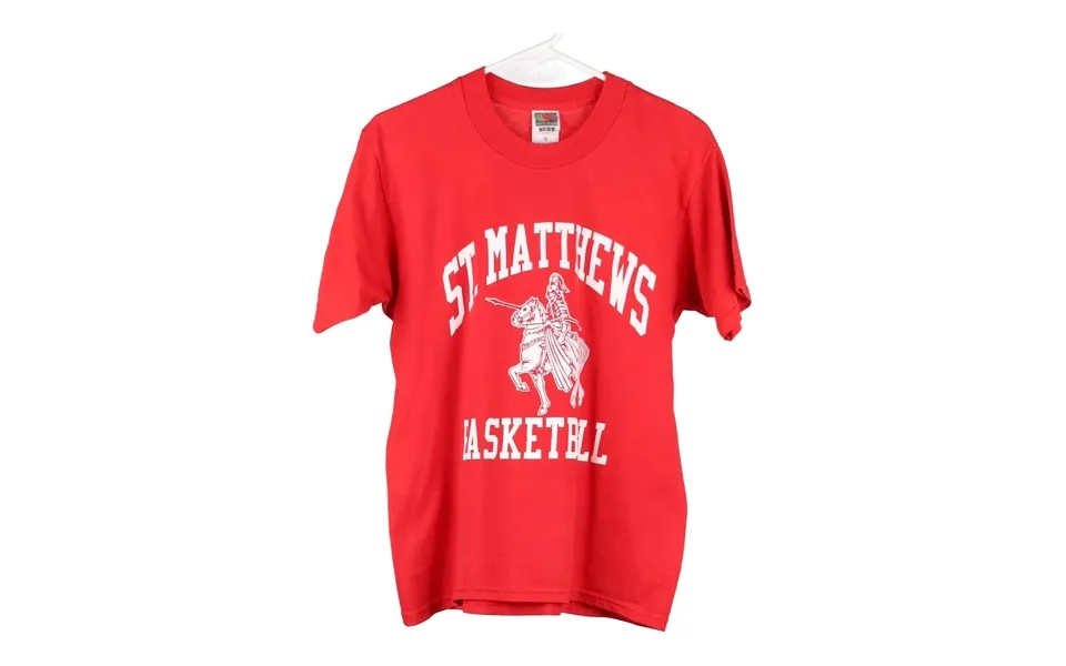 St Matthews Basketball Fruit Of The Loom T-shirt - Medium Red Cotton