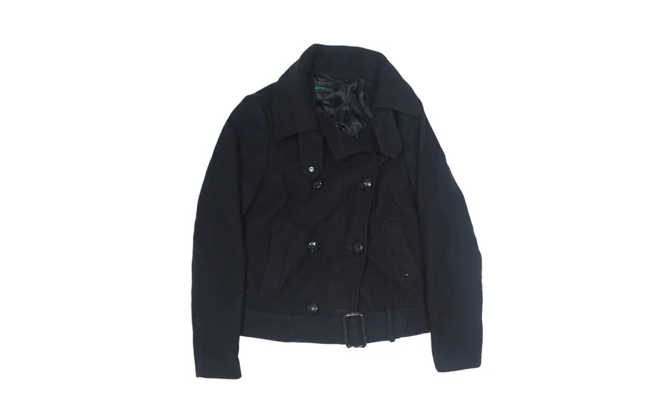 Stile Benetton Pea Jacket Black Wool Mens S