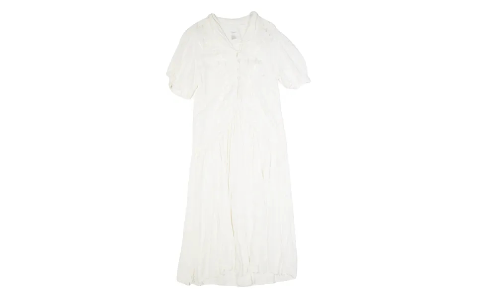 Styleworks Womens A-line Dress White 90s Short Sleeve Long L