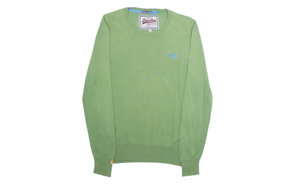 Superdry Womens Jumper Green Crew Neck Tight Knit Cashmere L
