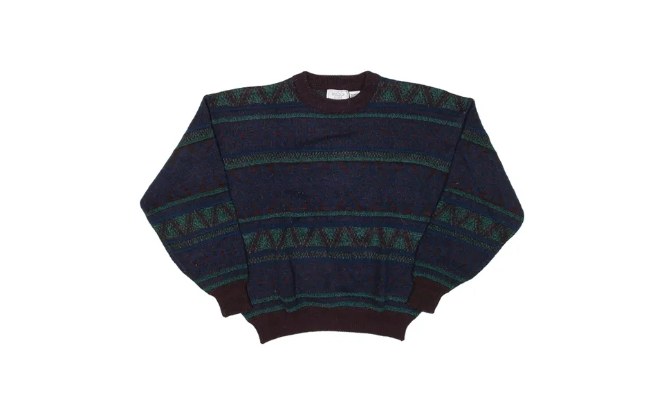 The Mens Store Mens Patterned Jumper Brown Fair Isle 90s Cable Knit Xl