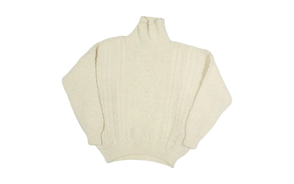 Thomas Keeling Mens Cream Plain Wool Jumper Roll Neck Chunky Knit L