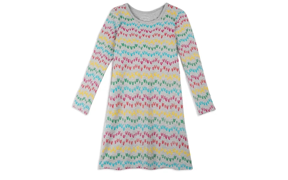 Toddler Long Sleeve T-shirt Dresses For Kids - Final Sale Color Rainbow Hearts Size 4t