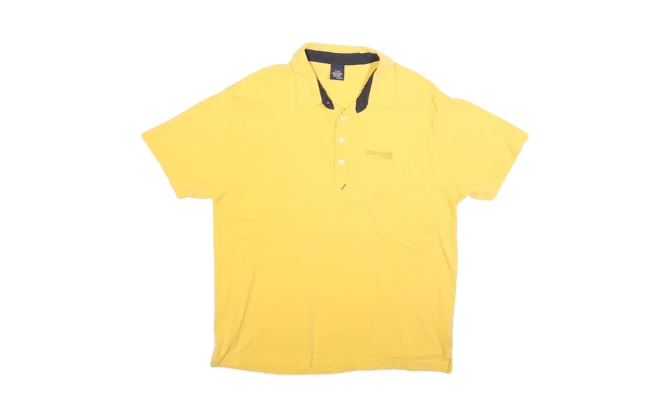 Tommy Jeans Mens Yellow Polo Shirt Xl Cotton Blend Short Sleeve Plain Casual