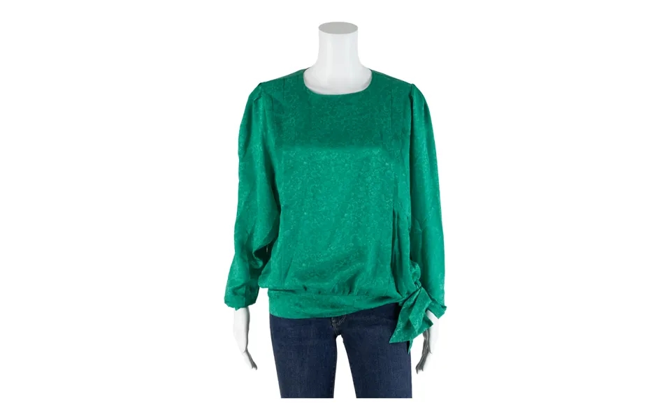 Tru Blouse Jacquard Tie-waist 90s Floral Long Sleeve Blouse Womens L