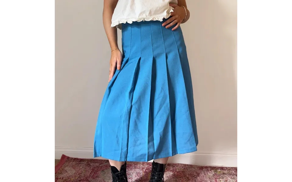 Unbranded Midi Pleated Skirt - 27w Uk 8 Blue Polyester Blend Size Uk 8