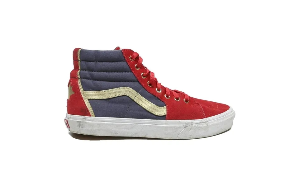 Vans Sk8-hi Mens High Top Trainers Red & Navy Canvas Uk 8 Classic Skate Shoes