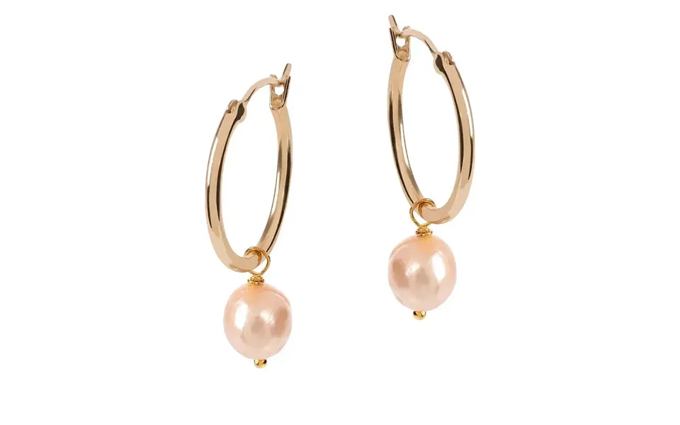 Venus Gold Hoop Earrings With Pink Pearl Charm Size Large