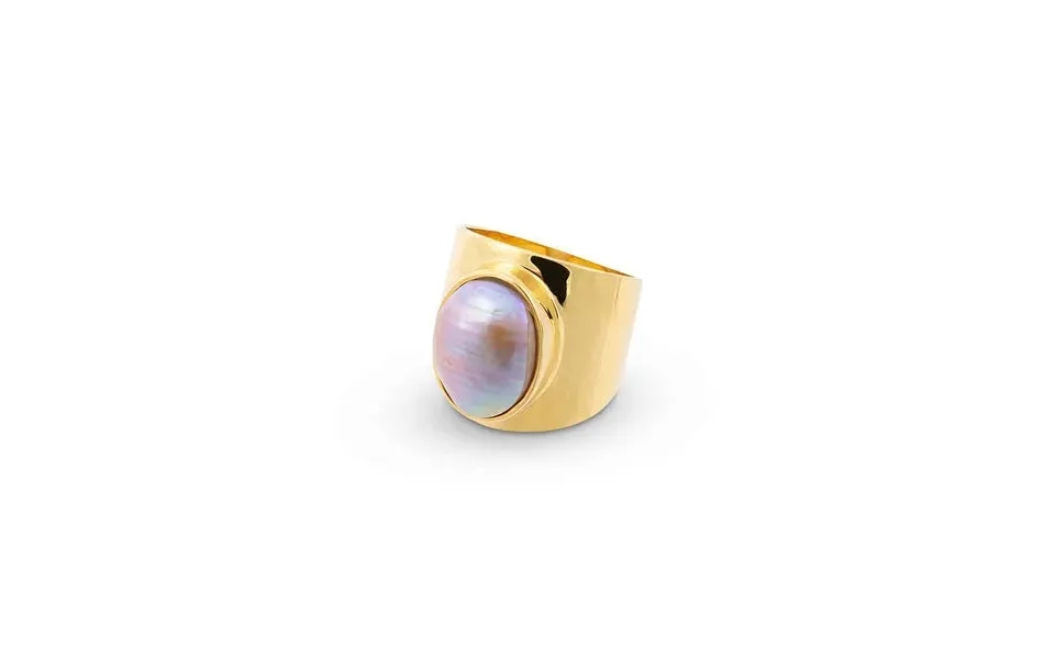 Venus Grey Pearl Gold Statement Ring Ring Size Medium 7 Us - N Uk