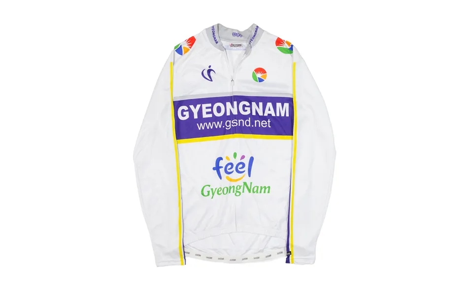 Vincitore Cycling Shirt Full Zip Jersey White Long Sleeve Mens M