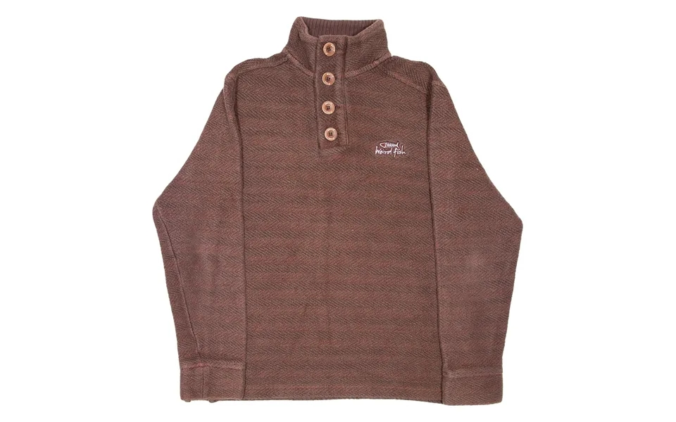 Weird Fish Mens Patterned Jumper Brown Striped Button Neck Chunky Knit L