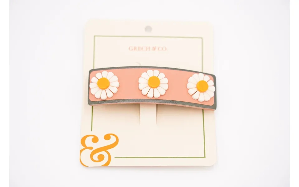 Wide Bar Clip - Pink Flower
