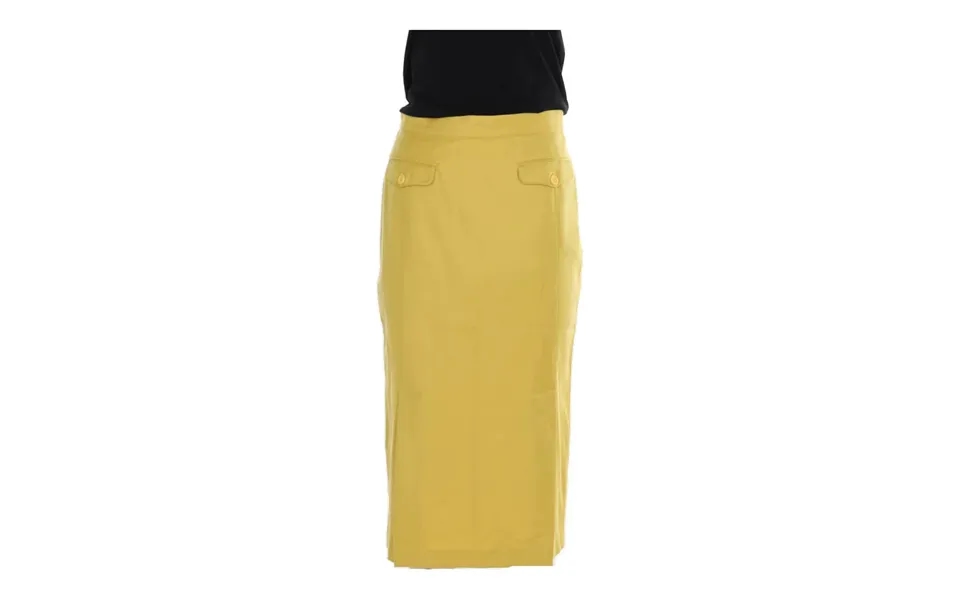 Wood House Midi Skirt - 28w Uk 8 Yellow Merino Wool