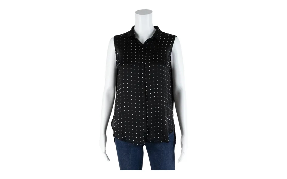 Zara Basic Black Collared Spotted Sleeveless Blouse Womens S