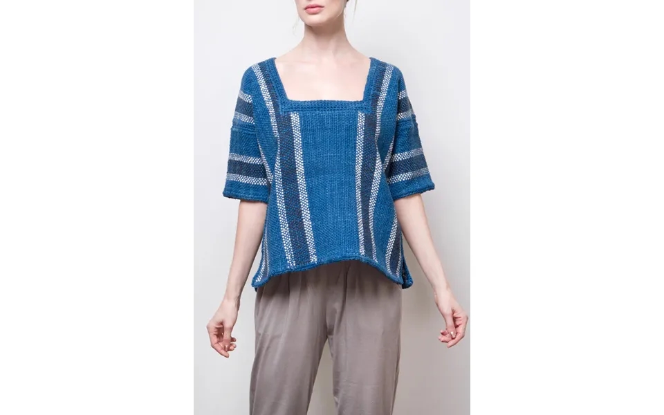 Zoe Hand-woven Organic Cotton Top - Indigo Size One Size