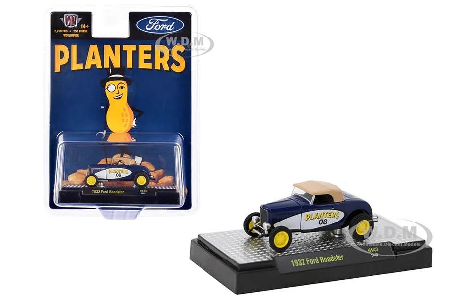 1932 Ford Roadster 06 Blue And White With Tan Soft Top Planters Peanuts Limited Edition To 2750 Pieces Worldwide 1 64 Di