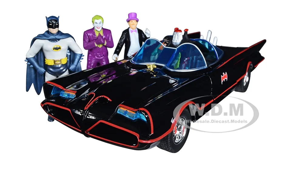 1966 Classic Batmobile With Diecast Batman The Joker The Penguin And Plastic Robin Sitting Inside The Car Batman Tv Seri