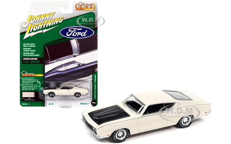 1969 Ford Torino Talladega Wimbledon White With Matt Black Hood Classic Gold Collection Series Limited Edition To 10548