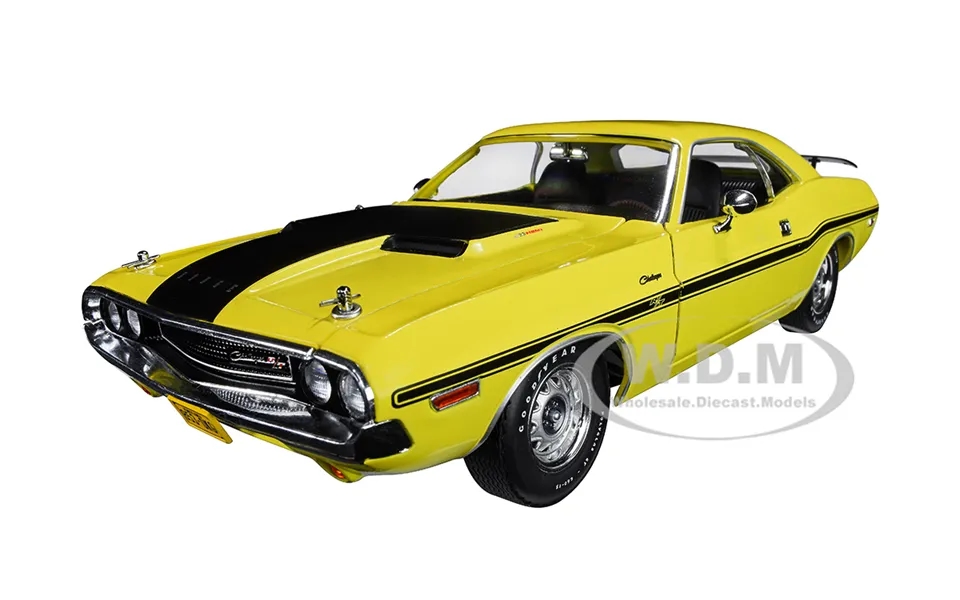 1970 Dodge Challenger R T Yellow With Matt Black Stripes Ncis 2003 Tv Series 1 18 Diecast Model Car By Greenlight