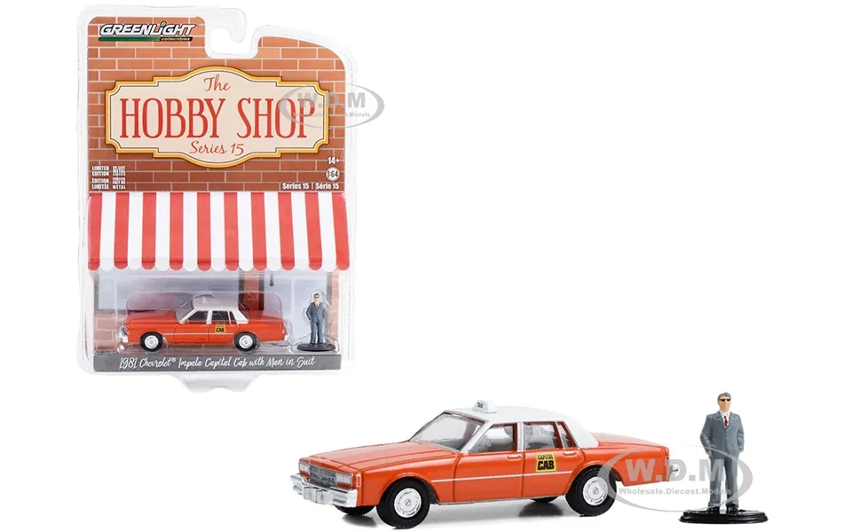 1981 Chevrolet Impala Capitol Cab Taxi Orange With White Top And Man In Suit Figure The Hobby Shop Series 15 1 64 Diecas