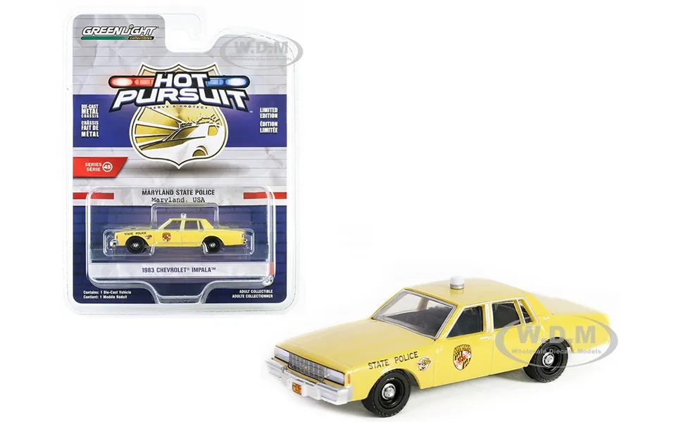 1983 Chevrolet Impala Yellow Maryland State Police Hot Pursuit Series 45 1 64 Diecast Model Car By Greenlight