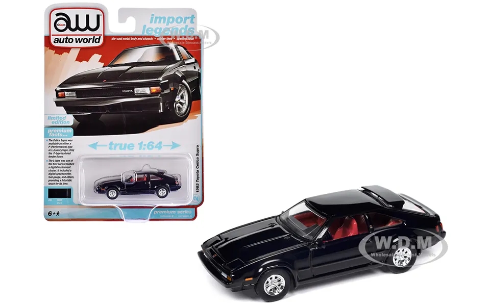 1983 Toyota Celica Supra Black With Red Interior Import Legends Series 1 64 Diecast Model Car By Auto World