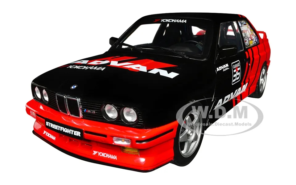 1990 Bmw E30 M3 Black And Red With Graphics Advan Drift Team Competition Series 1 18 Diecast Model Car By Solido