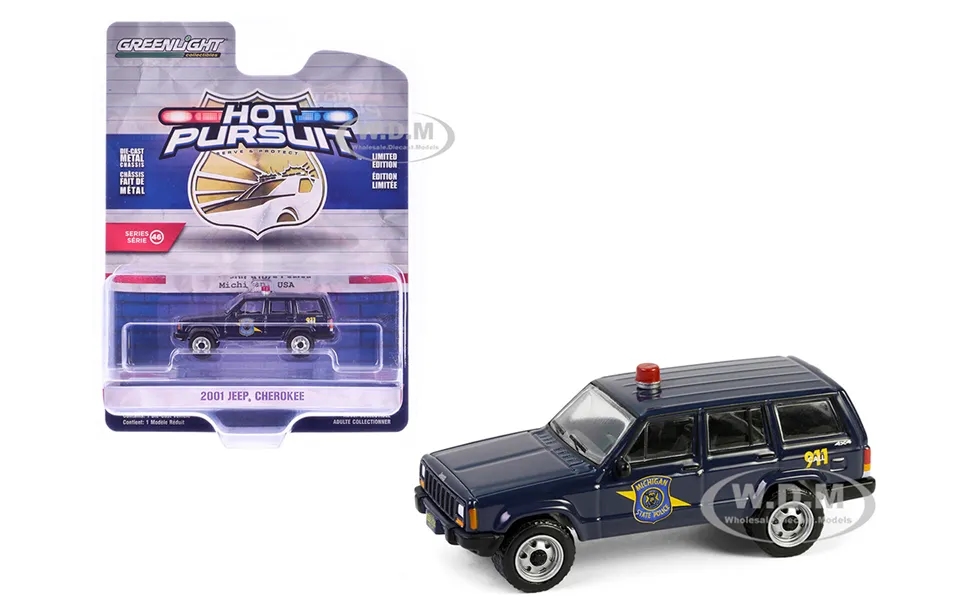 2001 Jeep Cherokee Michigan State Police Dark Blue Hot Pursuit Series 46 1 64 Diecast Model Car By Greenlight