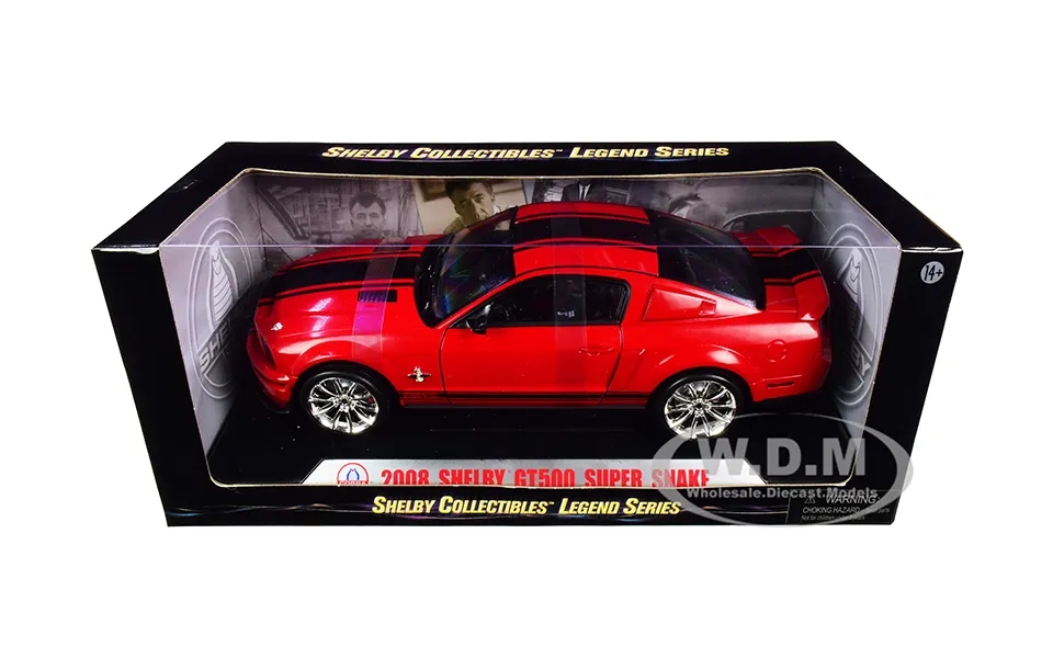 2008 Ford Shelby Mustang Gt500 Super Snake Red With Black Stripes Shelby Collectibles Legend Series 1 18 Diecast Model C