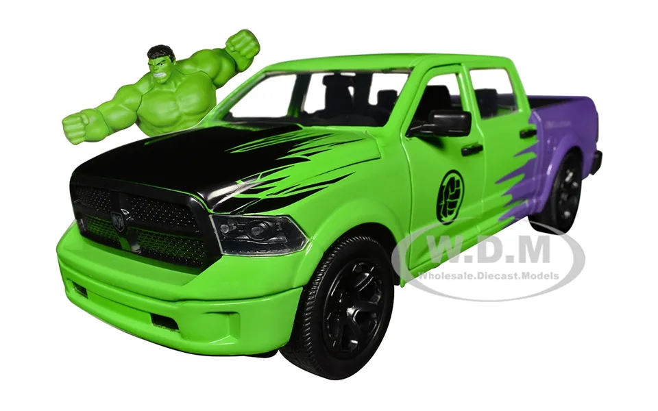 2014 Ram 1500 Pickup Truck Green And Purple And Hulk Diecast Figure Marvel Avengers Hollywood Rides Series 1 24 Diecast