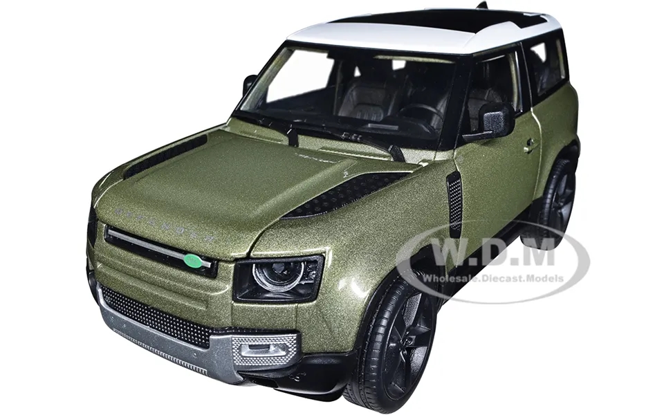 2020 Land Rover Defender Green Metallic With White Top Nex Models 1 26 Diecast Model Car By Welly