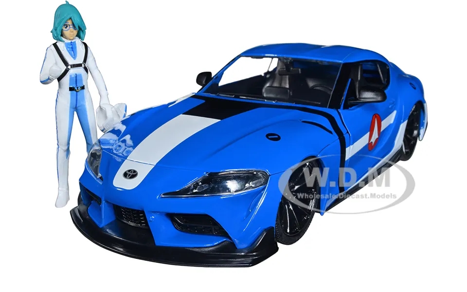 2020 Toyota Supra Blue With Graphics And Max Sterling Diecast Figurine Robotech Hollywood Rides Series 1 24 Diecast Mode