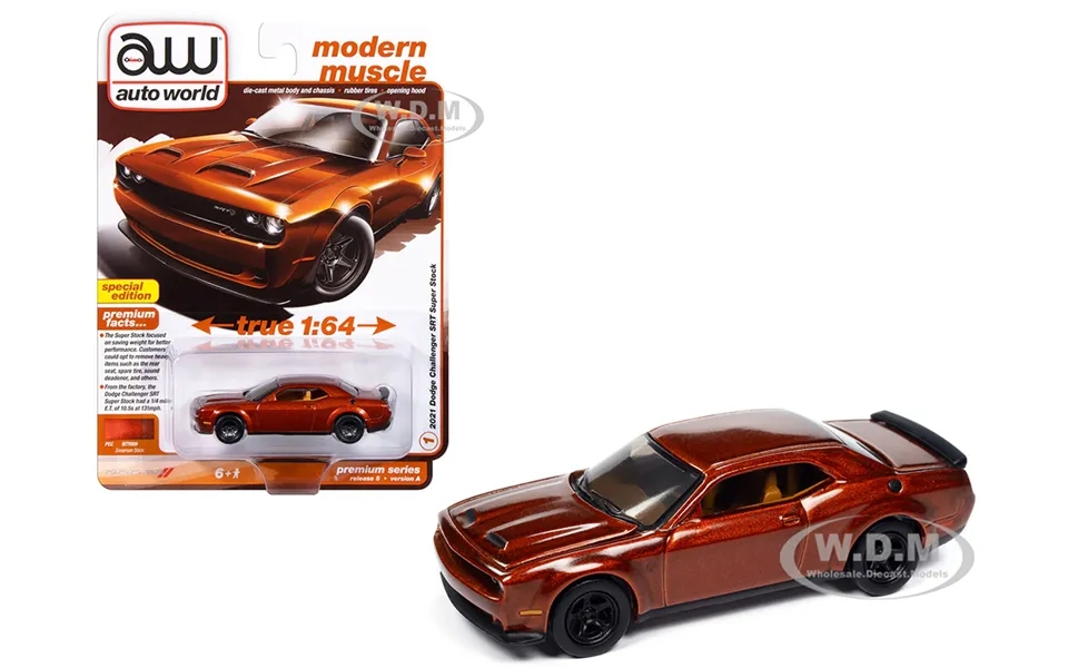 2021 Dodge Challenger Srt Super Stock Sinamon Stick Orange Metallic Modern Muscle Series 1 64 Diecast Model Car By Auto
