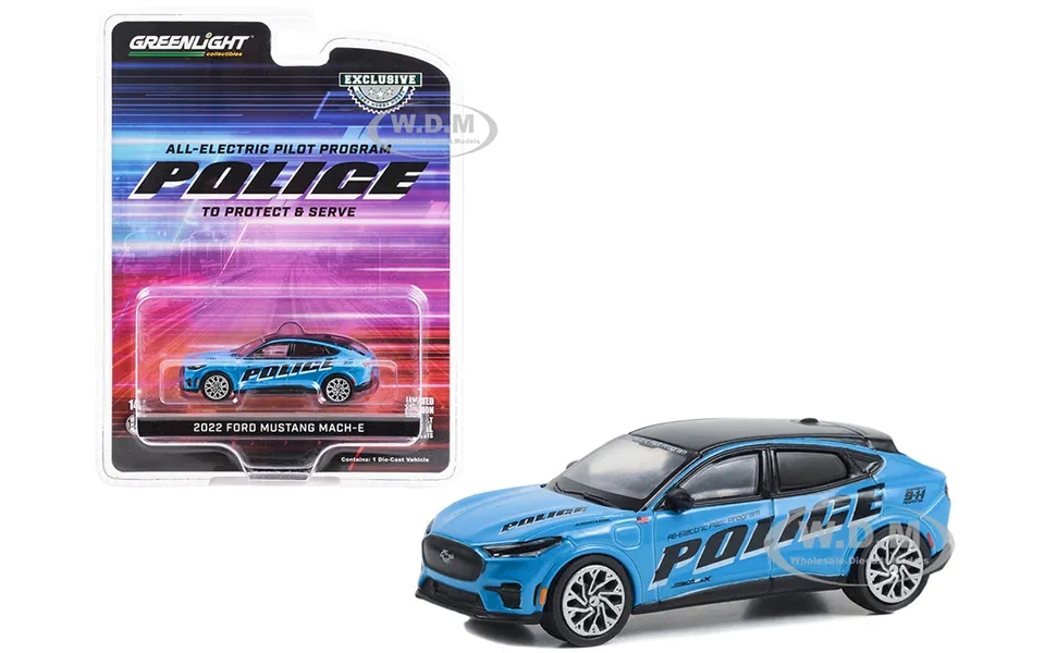 2022 Ford Mustang Mach-e Police Blue With Black Top All-electric Pilot Program Vehicle Hobby Exclusive Series 1 64 Dieca