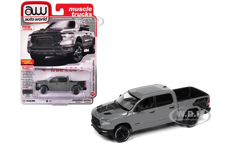 2023 Ram 1500 Rebel Havoc Edition Pickup Truck Ceramic Gray Muscle Trucks Series 1 64 Diecast Model Car By Auto World
