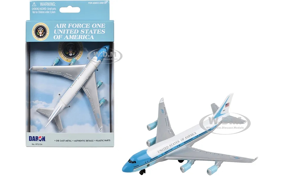 Air Force One Aircraft United States Of America White With Blue Stripes Diecast Model Airplane By Daron