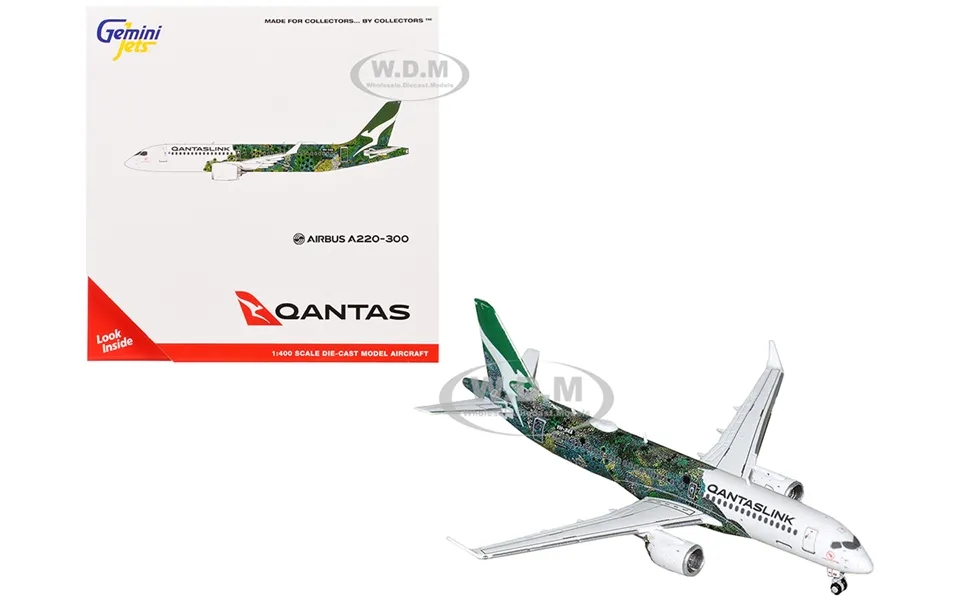 Airbus A220-300 Commercial Aircraft Qantaslink - Minyma Kutjara Tjukurpa Vh-x4a White With Graphics 1 400 Diecast Model
