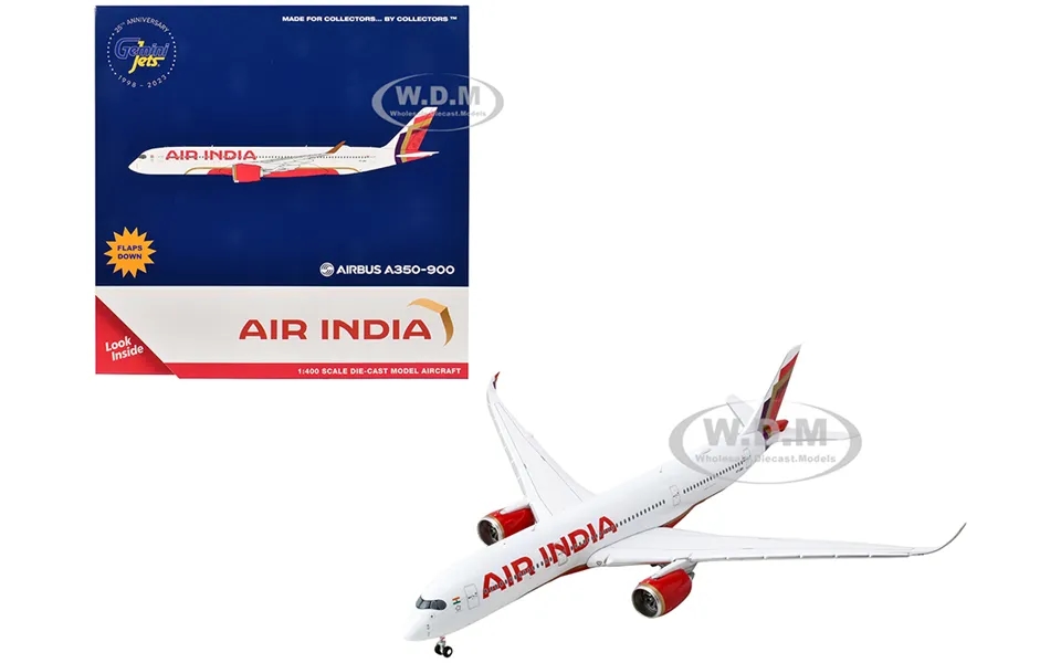 Airbus A350-900 Commercial Aircraft With Flaps Down Air India Vt-jrh White With Tail Graphics 1 400 Diecast Model Airpla