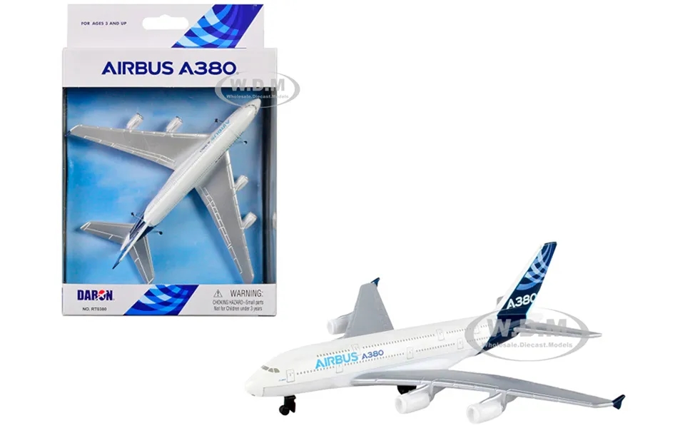 Airbus A380 Commercial Aircraft Airbus White With Blue Tail Diecast Model Airplane By Daron