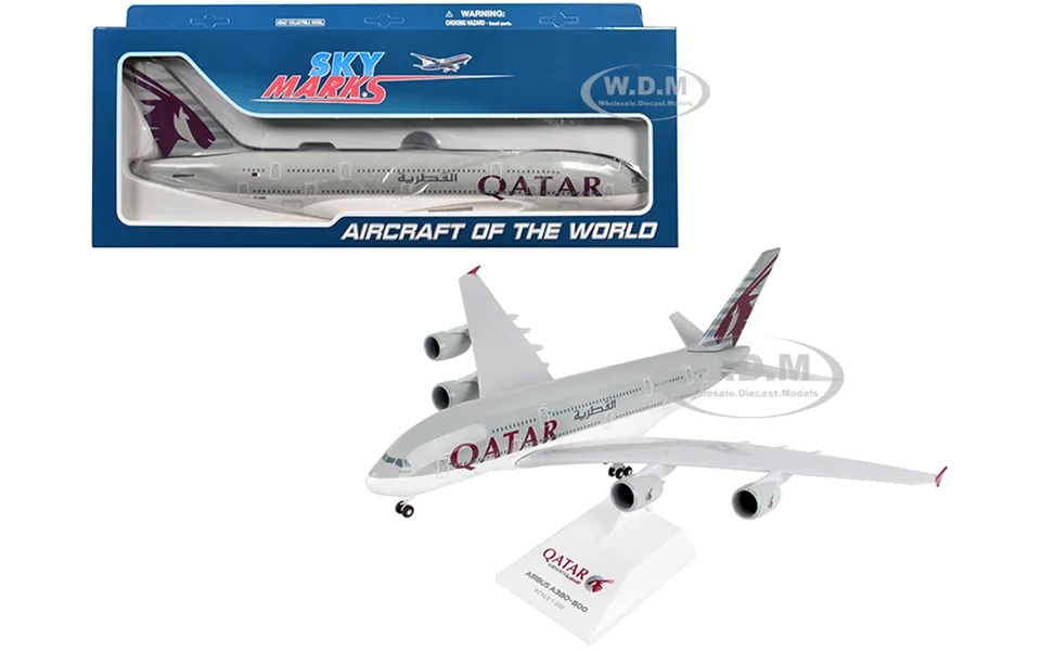 Airbus A380 Commercial Aircraft Qatar Airways A7-apa Gray With Tail Graphics Snap-fit 1 200 Plastic Model By Skymarks