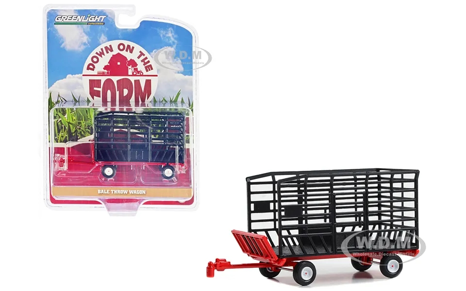 Bale Throw Wagon Black And Red Down On The Farm Series 8 1 64 Diecast Model By Greenlight