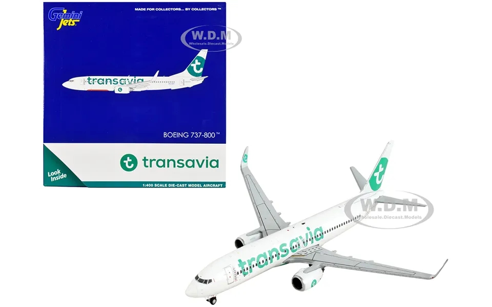 Boeing 737-800 Commercial Aircraft Transavia Airlines White With Green Tail 1 400 Diecast Model Airplane By Geminijets