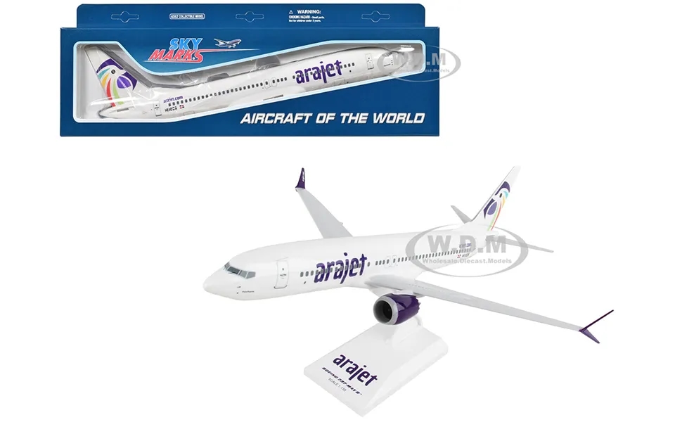 Boeing 737 Max 8 Commercial Aircraft Arajet Hi1026 White With Tail Graphics Snap-fit 1 130 Plastic Model By Skymarks