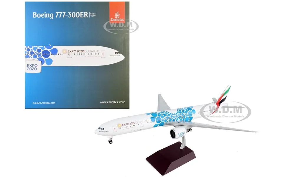 Boeing 777-300er Commercial Aircraft Emirates Airlines - Dubai Expo 2020 White With Blue Graphics Gemini 200 Series 1 20
