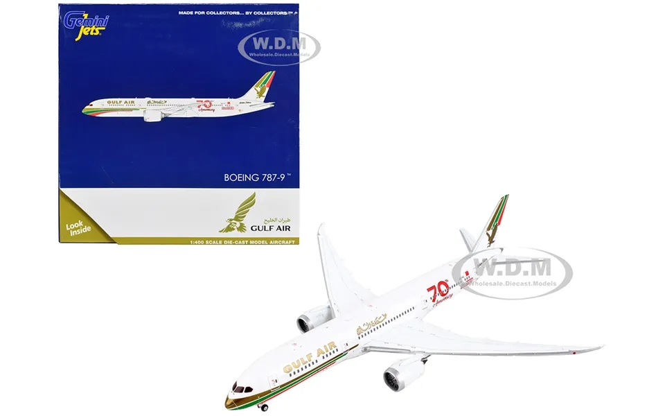 Boeing 787-9 Commercial Aircraft Gulf Air - 70th Anniversary White With Graphics 1 400 Diecast Model Airplane By Geminij