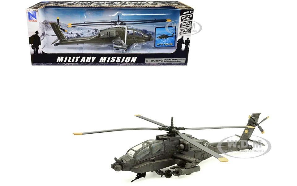 Boeing Ah-64 Apache Attack Helicopter Olive Drab United States Army Military Mission Series 1 55 Diecast Model By New Ra